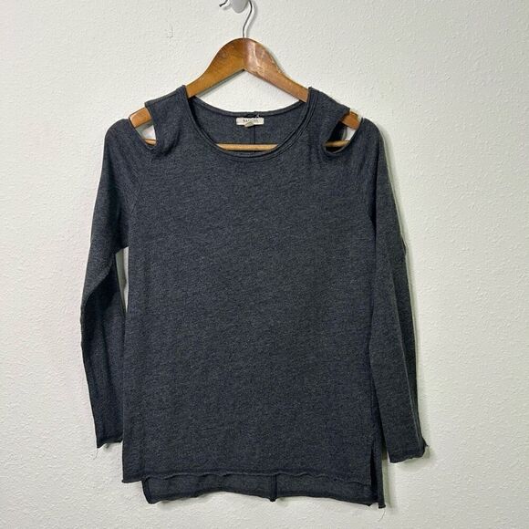 Nation LTD Women’s Gray Cold Shoulder Long Sleeve Tee Size M - Picture 1 of 13